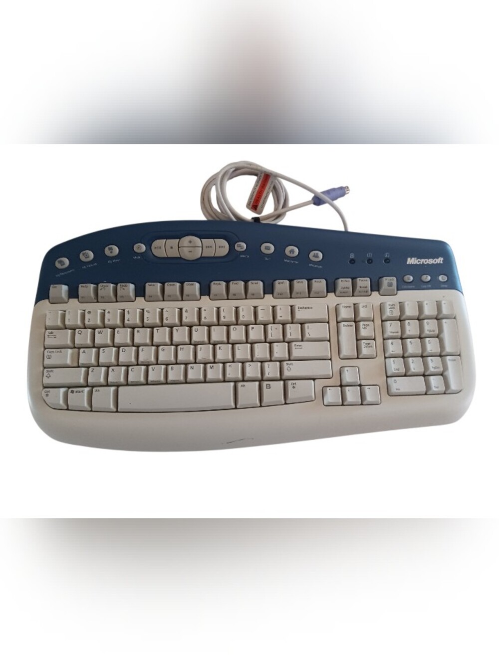 VTG Microsoft Wired Multimedia Keyboard 1.0A Model KB-0168 With PS/2 Cable